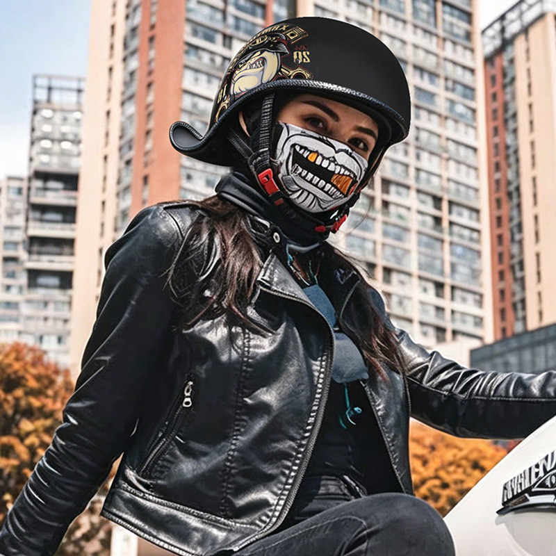 Lens Cap Vintage - Capacetes Retrô para Motociclistas Masculinos, Capacete
