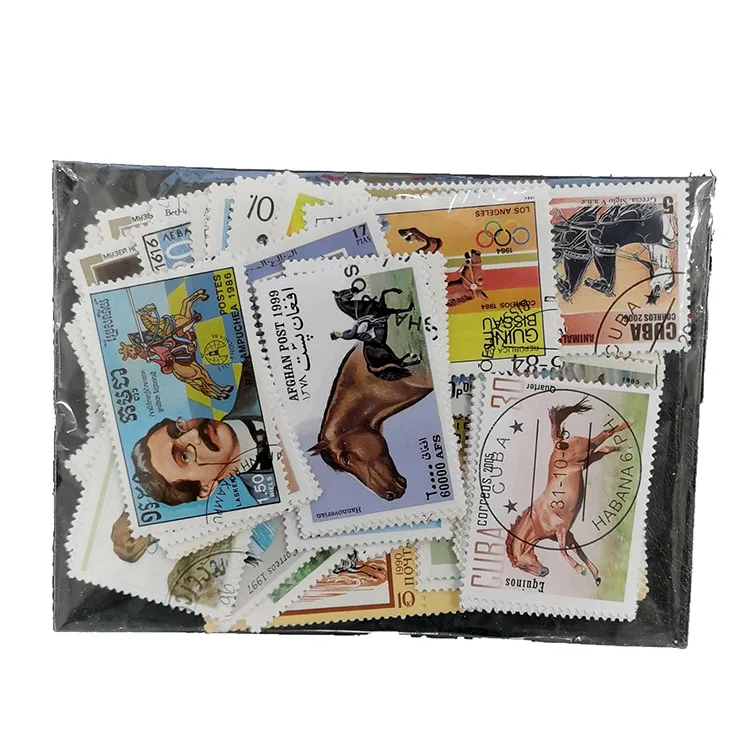 100 selos de cavalo diferentes - Collectible Vintage Postage Stamps avaliação e preço